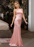 Lydia Trumpet/Mermaid High Neck Floor-Length Bridesmaid Dress With Split Front UKP0015392