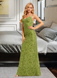 Amari Sheath/Column V-neck Floor-Length Bridesmaid Dress With Flower(s) UKP0015394