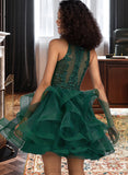 Millicent Ball-Gown/Princess Scoop Neck Short/Mini Tulle Homecoming Dress With Lace Sequins UKP0015395