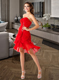 Gladys A-Line Sweetheart Asymmetrical Chiffon Homecoming Dress With Ruffle Beading UKP0015410