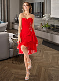 Gladys A-Line Sweetheart Asymmetrical Chiffon Homecoming Dress With Ruffle Beading UKP0015410