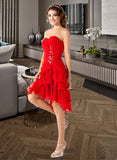 Gladys A-Line Sweetheart Asymmetrical Chiffon Homecoming Dress With Ruffle Beading UKP0015410