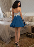 Shiloh A-Line V-neck Short/Mini Chiffon Homecoming Dress With Lace Beading UKP0015411