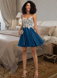 Shiloh A-Line V-neck Short/Mini Chiffon Homecoming Dress With Lace Beading UKP0015411