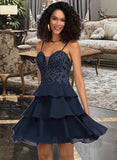 Aylin A-Line Sweetheart Short/Mini Chiffon Homecoming Dress With Lace Beading Sequins UKP0015413