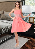 Lauryn A-Line Square Neckline Knee-Length Chiffon Homecoming Dress With Ruffle Beading Sequins UKP0015418