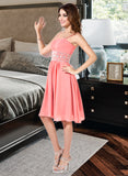 Lauryn A-Line Square Neckline Knee-Length Chiffon Homecoming Dress With Ruffle Beading Sequins UKP0015418