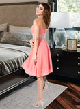 Lauryn A-Line Square Neckline Knee-Length Chiffon Homecoming Dress With Ruffle Beading Sequins UKP0015418