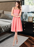 Lauryn A-Line Square Neckline Knee-Length Chiffon Homecoming Dress With Ruffle Beading Sequins UKP0015418