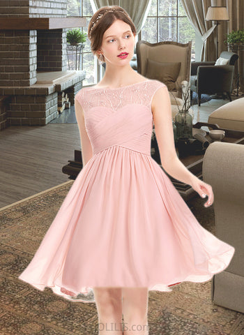 Amanda A-Line Scoop Neck Knee-Length Chiffon Homecoming Dress With Ruffle Lace Beading UKP0015420