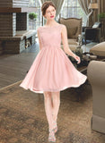 Amanda A-Line Scoop Neck Knee-Length Chiffon Homecoming Dress With Ruffle Lace Beading UKP0015420