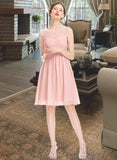 Amanda A-Line Scoop Neck Knee-Length Chiffon Homecoming Dress With Ruffle Lace Beading UKP0015420