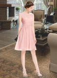 Amanda A-Line Scoop Neck Knee-Length Chiffon Homecoming Dress With Ruffle Lace Beading UKP0015420