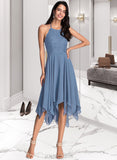 Yuliana A-Line Halter Asymmetrical Chiffon Homecoming Dress With Lace UKP0015423