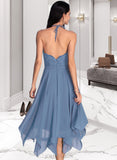 Yuliana A-Line Halter Asymmetrical Chiffon Homecoming Dress With Lace UKP0015423