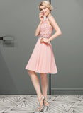 Felicity A-Line High Neck Knee-Length Chiffon Homecoming Dress With Lace Beading Sequins UKP0015426