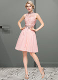 Felicity A-Line High Neck Knee-Length Chiffon Homecoming Dress With Lace Beading Sequins UKP0015426