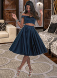 Jordan A-Line Sweetheart Off-the-Shoulder Knee-Length Satin Homecoming Dress UKP0015434