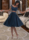 Jordan A-Line Sweetheart Off-the-Shoulder Knee-Length Satin Homecoming Dress UKP0015434