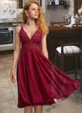 Kaylen A-line V-Neck Knee-Length Chiffon Homecoming Dress UKP0015443