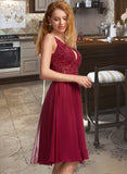 Kaylen A-line V-Neck Knee-Length Chiffon Homecoming Dress UKP0015443