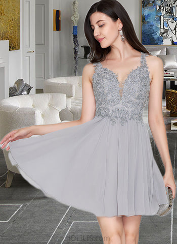 Nola A-Line Sweetheart Short/Mini Chiffon Homecoming Dress With Lace Beading Sequins UKP0015444