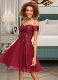 Laci A-Line Off-the-Shoulder Short/Mini Chiffon Homecoming Dress With Lace Sequins UKP0015455