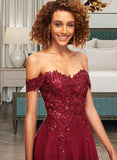 Laci A-Line Off-the-Shoulder Short/Mini Chiffon Homecoming Dress With Lace Sequins UKP0015455