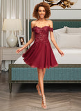 Laci A-Line Off-the-Shoulder Short/Mini Chiffon Homecoming Dress With Lace Sequins UKP0015455