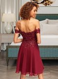 Laci A-Line Off-the-Shoulder Short/Mini Chiffon Homecoming Dress With Lace Sequins UKP0015455