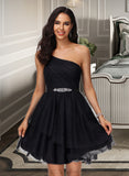 Thalia A-line One Shoulder Short/Mini Tulle Homecoming Dress With Beading Sequins UKP0015456