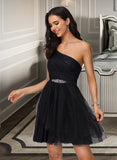 Thalia A-line One Shoulder Short/Mini Tulle Homecoming Dress With Beading Sequins UKP0015456