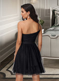 Thalia A-line One Shoulder Short/Mini Tulle Homecoming Dress With Beading Sequins UKP0015456