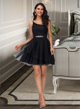 Thalia A-line One Shoulder Short/Mini Tulle Homecoming Dress With Beading Sequins UKP0015456