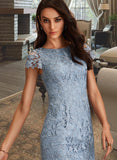 Beatrice Sheath/Column Scoop Neck Knee-Length Lace Homecoming Dress With Lace UKP0015461