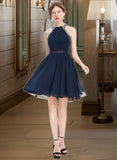 Princess A-Line Scoop Neck Knee-Length Chiffon Homecoming Dress With Beading Sequins UKP0015468