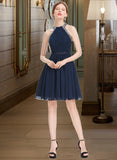 Princess A-Line Scoop Neck Knee-Length Chiffon Homecoming Dress With Beading Sequins UKP0015468