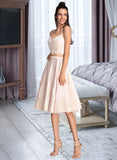 Sue A-Line Sweetheart Knee-Length Satin Homecoming Dress With Lace UKP0015471