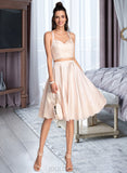 Sue A-Line Sweetheart Knee-Length Satin Homecoming Dress With Lace UKP0015471