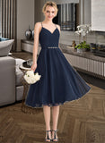 Willow A-line V-Neck Knee-Length Chiffon Homecoming Dress With Beading Sequins UKP0015472