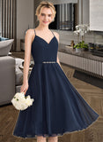 Willow A-line V-Neck Knee-Length Chiffon Homecoming Dress With Beading Sequins UKP0015472