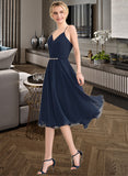 Willow A-line V-Neck Knee-Length Chiffon Homecoming Dress With Beading Sequins UKP0015472