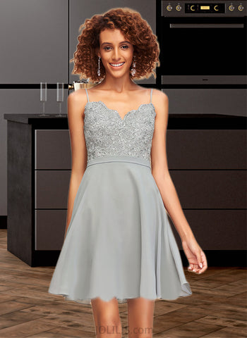 Amiyah A-Line V-neck Short/Mini Chiffon Homecoming Dress With Lace Beading UKP0015506