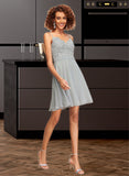 Amiyah A-Line V-neck Short/Mini Chiffon Homecoming Dress With Lace Beading UKP0015506