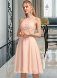 Taniya A-Line Scoop Neck Knee-Length Chiffon Homecoming Dress With Lace Beading UKP0015513