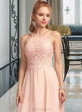 Taniya A-Line Scoop Neck Knee-Length Chiffon Homecoming Dress With Lace Beading UKP0015513