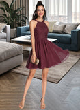 Amy A-Line Scoop Neck Short/Mini Chiffon Homecoming Dress With Lace UKP0015514