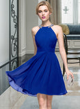 Paityn A-Line Scoop Neck Knee-Length Chiffon Homecoming Dress With Ruffle Beading Sequins UKP0015523