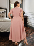 Bailey A-line V-Neck Chiffon Dresses UKP0015529