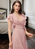 Bailey A-line V-Neck Chiffon Dresses UKP0015529